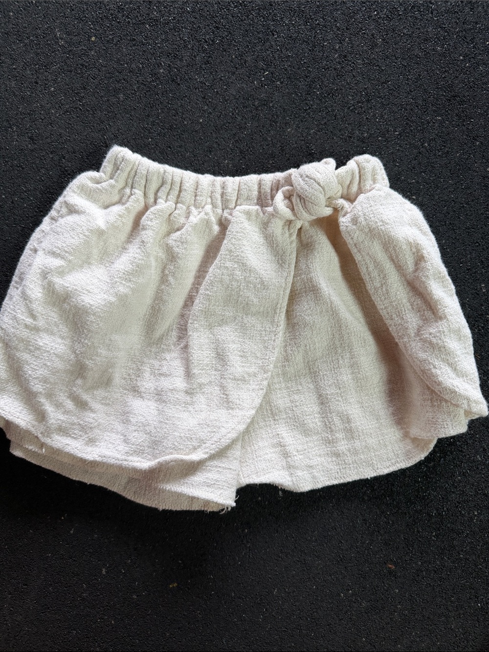 ZARA- Light Cream Girls' Textured Knot-Front Skort